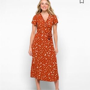 Madewell Rust Floral Midi Dress